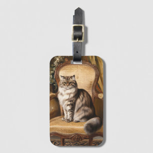 Etiqueta De Bagagem Gato Persa Real Estilo Vintage Pintura Arte
