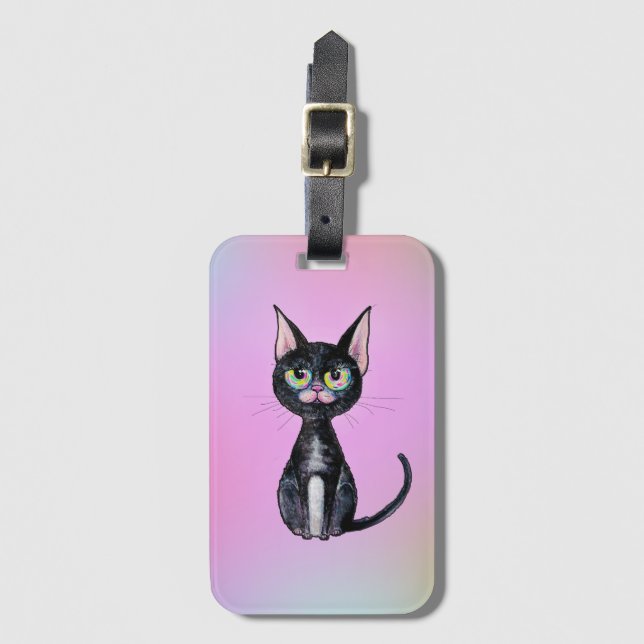 Etiqueta de Bagagem Gato Preto (Frente Vertical)