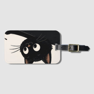 Etiqueta De Bagagem Gato Preto Engraçado Derrubando Abóbora de Hallowe