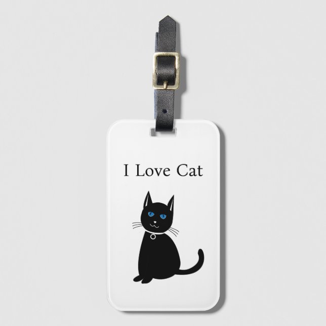 Etiqueta De Bagagem Gato Preto Personalizado (Frente Vertical)