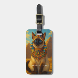 Etiqueta De Bagagem Gato Real do Faraó Egípcio no Deserto