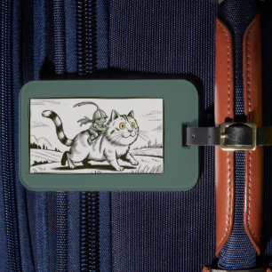 Etiqueta De Bagagem Gato Sapo Meme Medieval Vintage Engraçado 