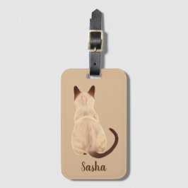 Etiqueta De Bagagem Gato Siamese de Sasha que senta o costume traseiro