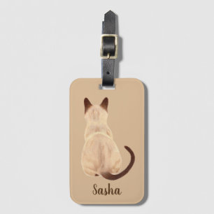 Etiqueta De Bagagem Gato Siamese de Sasha que senta o costume traseiro