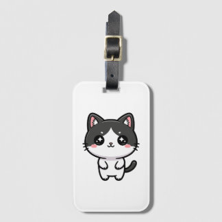 Etiqueta De Bagagem Gato Tuxedo Kawaii Fofo Personagem em Pé