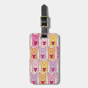 Etiqueta De Bagagem Gatos bonitos com corações adoráveis