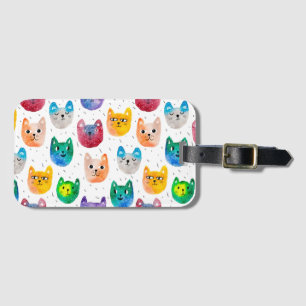 Etiqueta De Bagagem Gatos com aquarelas e amigos
