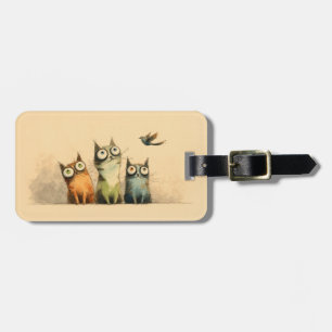 Etiqueta De Bagagem Gatos Curiosos – Arte Caprichosa de Gatos