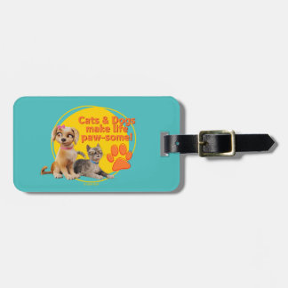 Etiqueta De Bagagem Gatos e Cachorros Fazem Vida Paw-some!