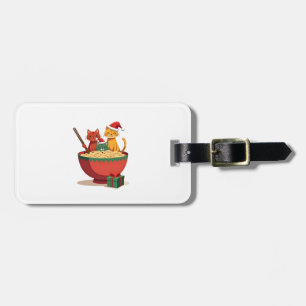 Etiqueta De Bagagem Gatos Ramen de Natal Anime Natal Xmas Crianças Men