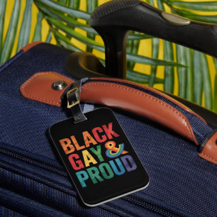 Etiqueta De Bagagem Gay Preto e Filas Negras LGBTQ Orgulhosas
