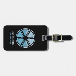 Etiqueta De Bagagem Geek SciFi Distante Espaço Fúturístico Azul