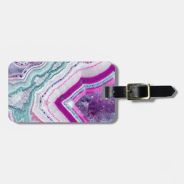 Etiqueta De Bagagem Geodo de Agate de Corte Trendy