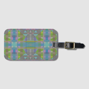Etiqueta De Bagagem Geométrica Azul-Verde Roxo