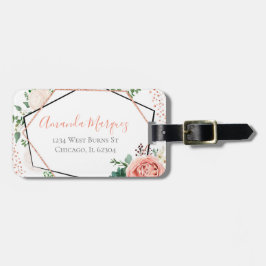 Etiqueta de Bagagem Geométrica Dourada Moderna Ros