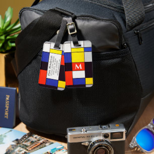 Etiqueta de Bagagem Geométrica Mondrian Retro Pers
