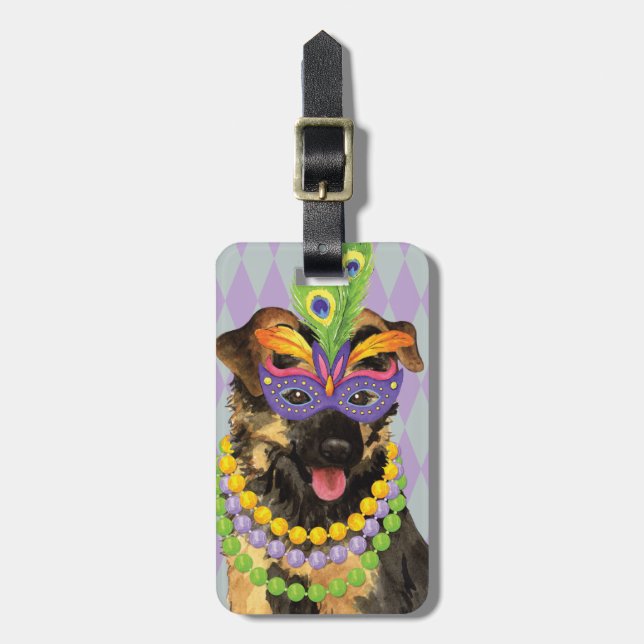 Etiqueta De Bagagem German shepherd Mardi Gras (Frente Vertical)