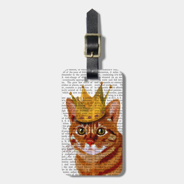 Etiqueta De Bagagem Ginger Cat com Crown Portrai (Frente Vertical)