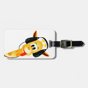 Etiqueta De Bagagem girafa engraçado com fones de ouvido