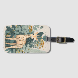 Etiqueta De Bagagem Girafa floral bonita