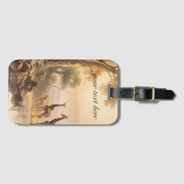 Etiqueta De Bagagem Girafas botânicas, personalizáveis