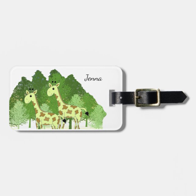 Etiqueta de Bagagem Girafas da Selva (Frente Horizontal)