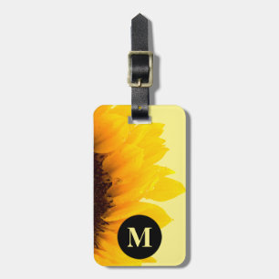 Etiqueta De Bagagem Girassol do amarelo do viagem do monograma no