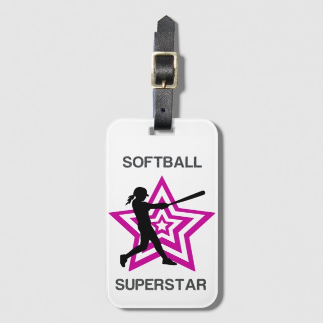Etiqueta De Bagagem Girls Softball Superstar (Frente Vertical)