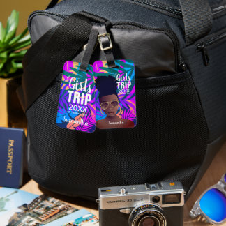 Etiqueta De Bagagem Girls Trip 20XX, Tropical Colorful, Mulher Negra