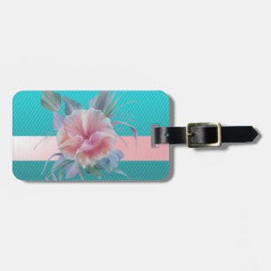 Etiqueta De Bagagem Girly Modern Chic Flowers , Stripes