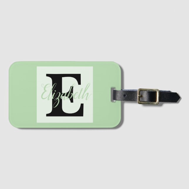 Etiqueta De Bagagem Girly Monogramas e Nome roxo rosa Bagagem (Frente Horizontal)