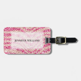 Etiqueta De Bagagem Girly Pink Blush Glitter Zebra Pattern