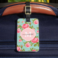 Girly Vintage Rosa Floral Monograma