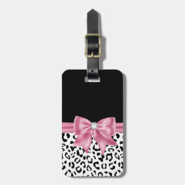 Etiqueta De Bagagem Glam Pink Diamond Black Snow Lepard