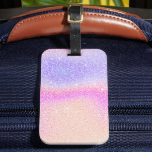 Etiqueta De Bagagem Glitter de gradiente elegante Holográfico