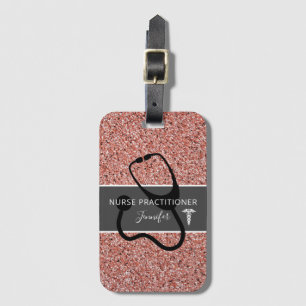 Etiqueta De Bagagem Glitter Dourado Rosa de enfermeiro personalizado