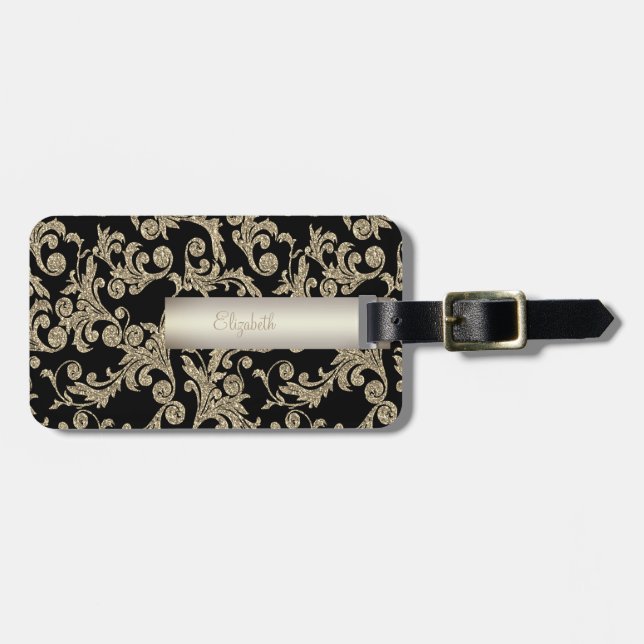 Etiqueta De Bagagem Glitter Elegante - Personalizado (Frente Horizontal)