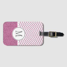 Etiqueta De Bagagem Glitter Glitter Chevron - Glam - Rosa