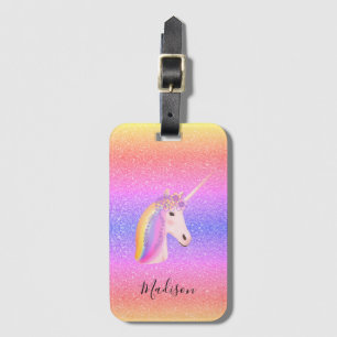 Etiqueta De Bagagem Glitter Glitter Glitter Glitter Girly Unicórnio B
