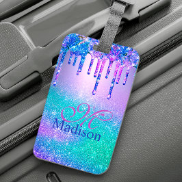 Etiqueta De Bagagem Glitter ombre púrpura púrpura púrpura pingue-gota 
