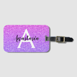 Etiqueta De Bagagem Glitter Purple Glitter Glitter Gelado Girassol Mon