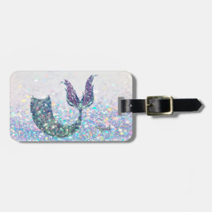 Etiqueta De Bagagem Glitter Sereia Tail, Glitter Bokeh