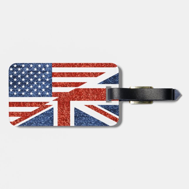 Etiqueta De Bagagem glitter usa mala britânica (Traseira Horizontal)