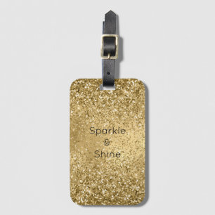 Etiqueta De Bagagem Glitzy Dourado Glam Glitter Sparkle