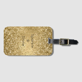 Etiqueta De Bagagem Glitzy Dourado Glam Glitter Sparkle