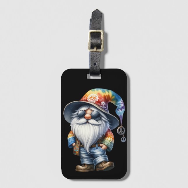 Etiqueta De Bagagem Gnomo Hippie (Frente Vertical)