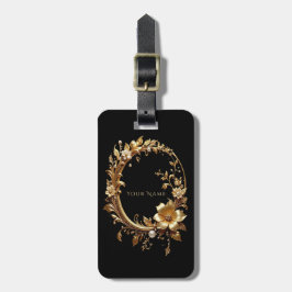 Etiqueta De Bagagem Golden Floral Ornate Frame Luggage Tag