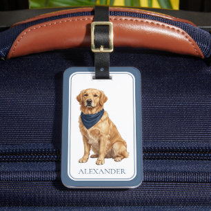 Etiqueta De Bagagem Golden Retriever Elegante