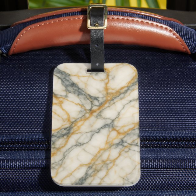 Etiqueta De Bagagem Golden Stratum Marble Texture (Frente Insitu 2)