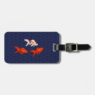 Etiqueta De Bagagem Goldfish do Padrão Seigaiha Personalizado Japonê